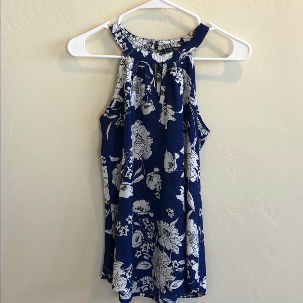 Floral Keyhole Halter Blouse